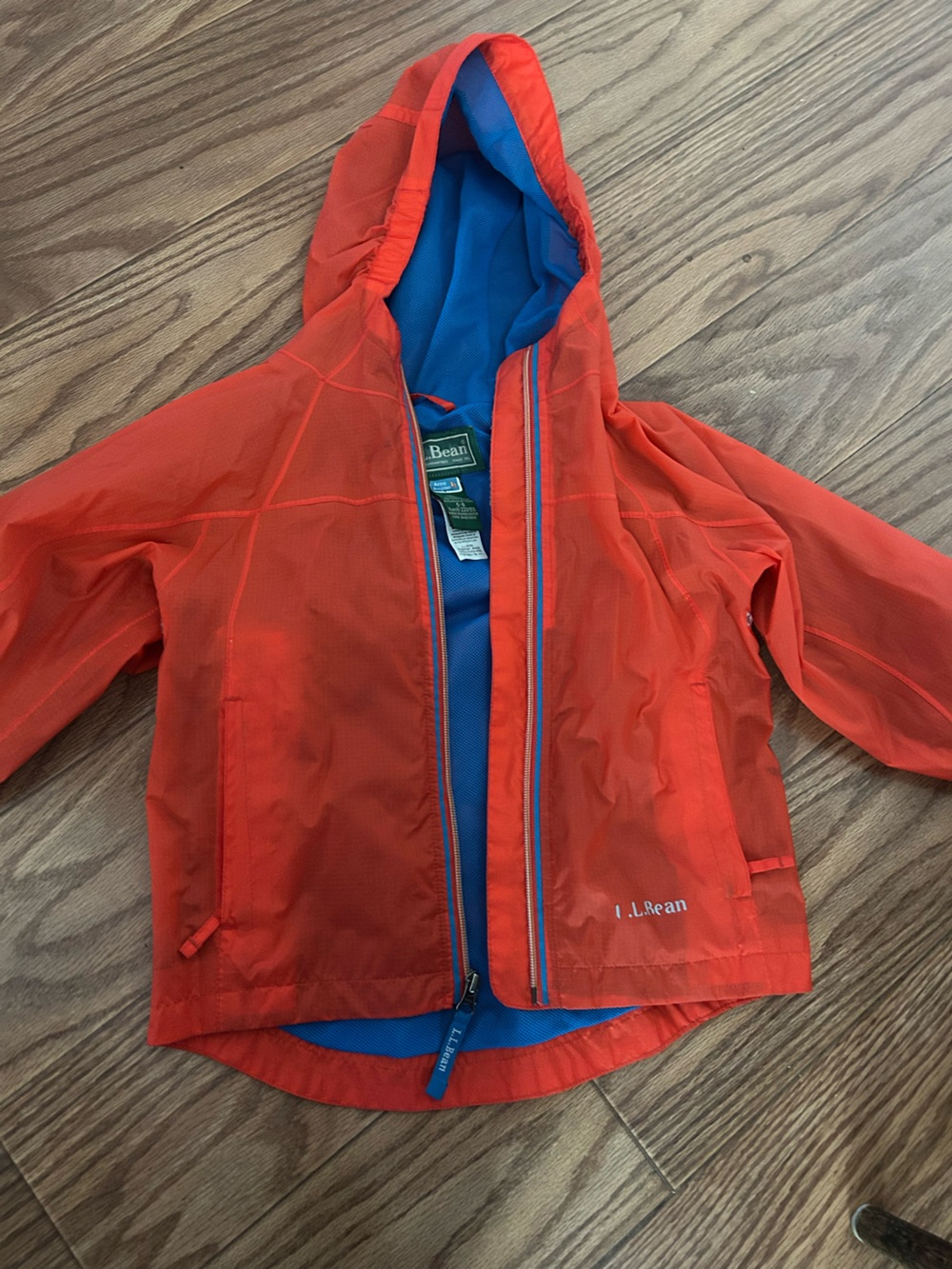 Kids Red/Orange Waterproof Shell Jacket with Blue Lining
